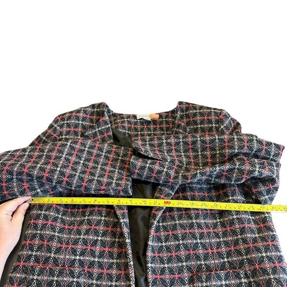 Pendleton Wool Cashmere Red Gray Open Front Cropped Blazer Jacket Womens Plus 16 - Picture 4 of 5